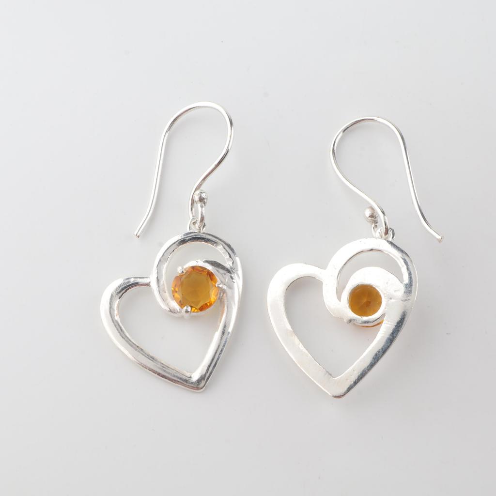 Natural Citrine Gemstone Silver Partywear Earring 1.5" 925 Sterling Silver Jewelry For Anniversary Gift Ce-21-8