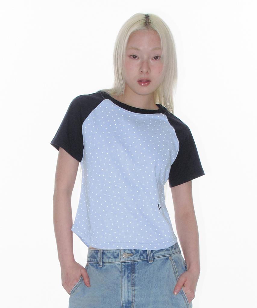 AMES-WORLDWIDE Twinkle Raglan Crop Tee Blue