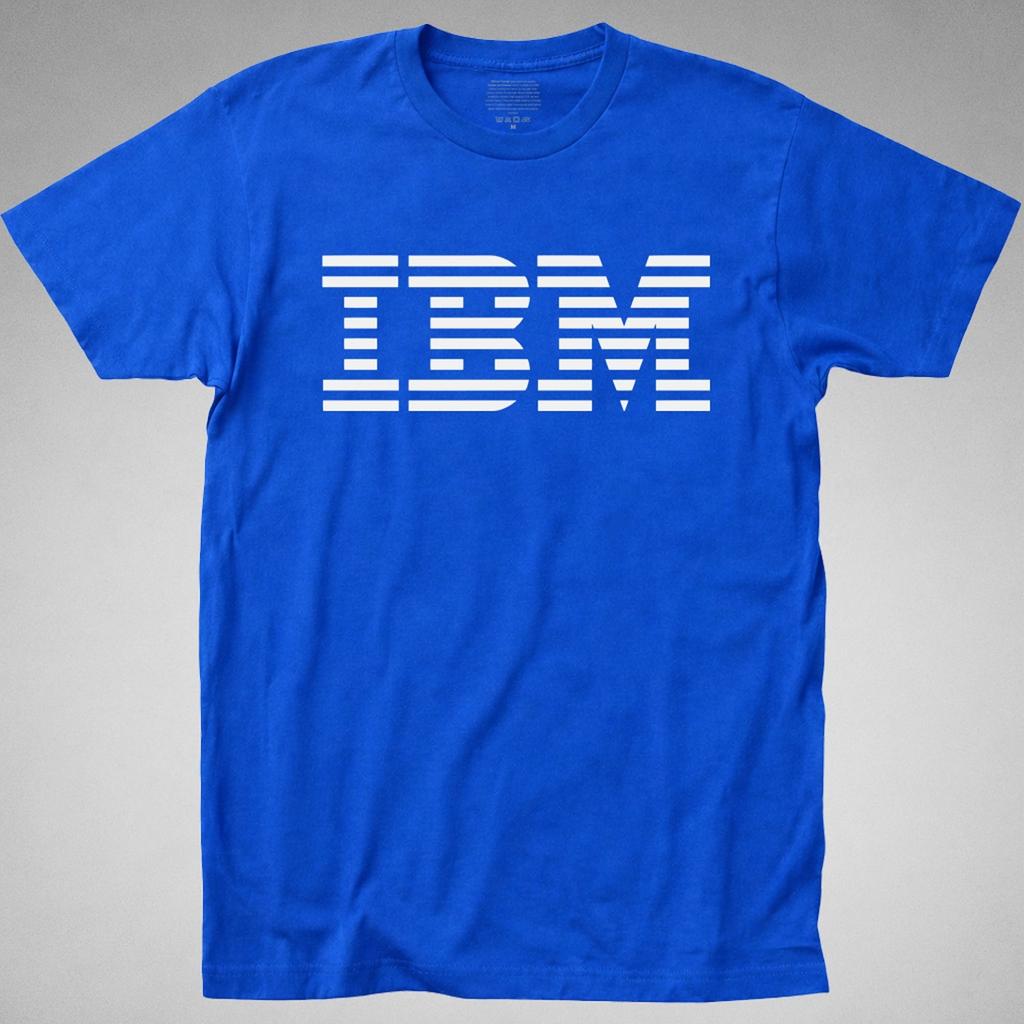 T-shirt IBM tee INTERNATIONAL BUSINESS MACHINES logo computer pc adesivo Uomo