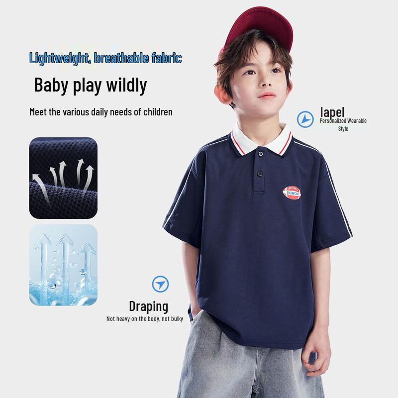 Romun Boys' Short Sleeve Casual Polo Shirt
