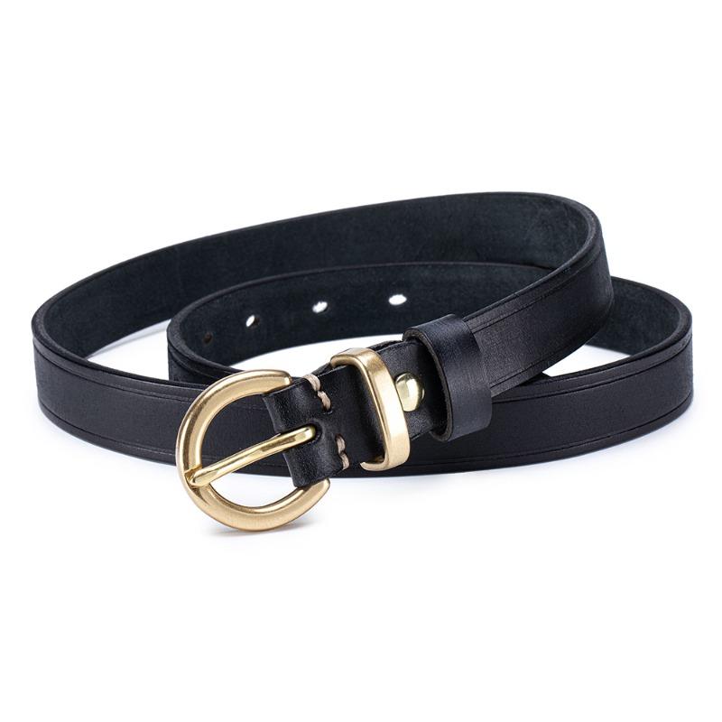 

Leather Versatile Belt Women s Decoration Business Belt High-end Fashion Casual Belt Simple Ancient Gold Button Head Waist Seal 98-110CM чёрный