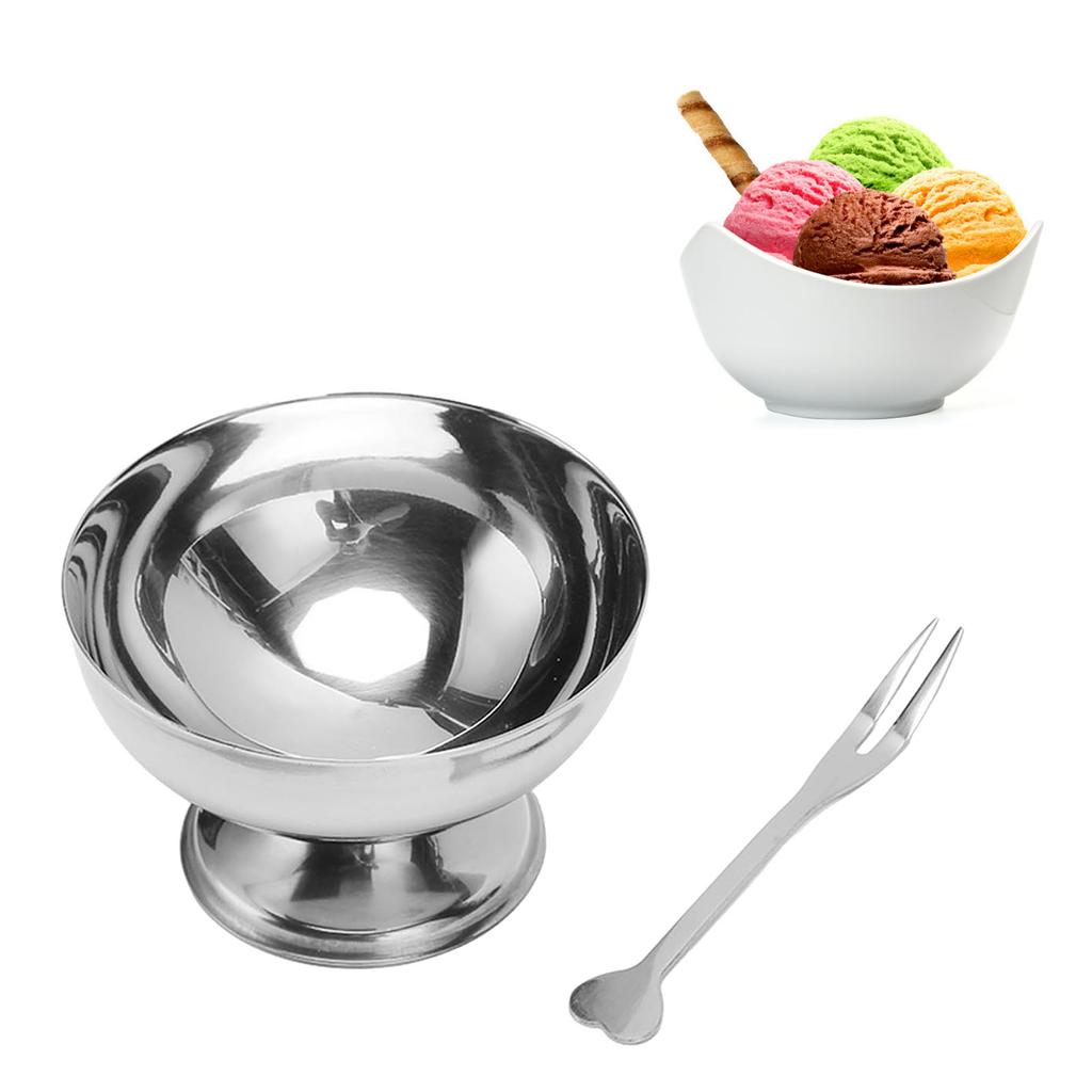 1 Set Stainless Steel Ice Cream Cup Delicate Reusable Ice Cream Bowl for Dessert Salads Pudding