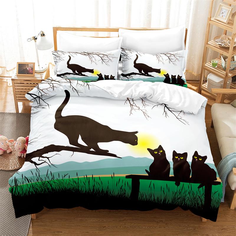 Ensemble de housse de couette Animal de dessin animé Ensemble de literie tendance Amoureux Lin Taille Queen Bed Fille Ensemble de housse de couette Ensemble de literie pour enfants