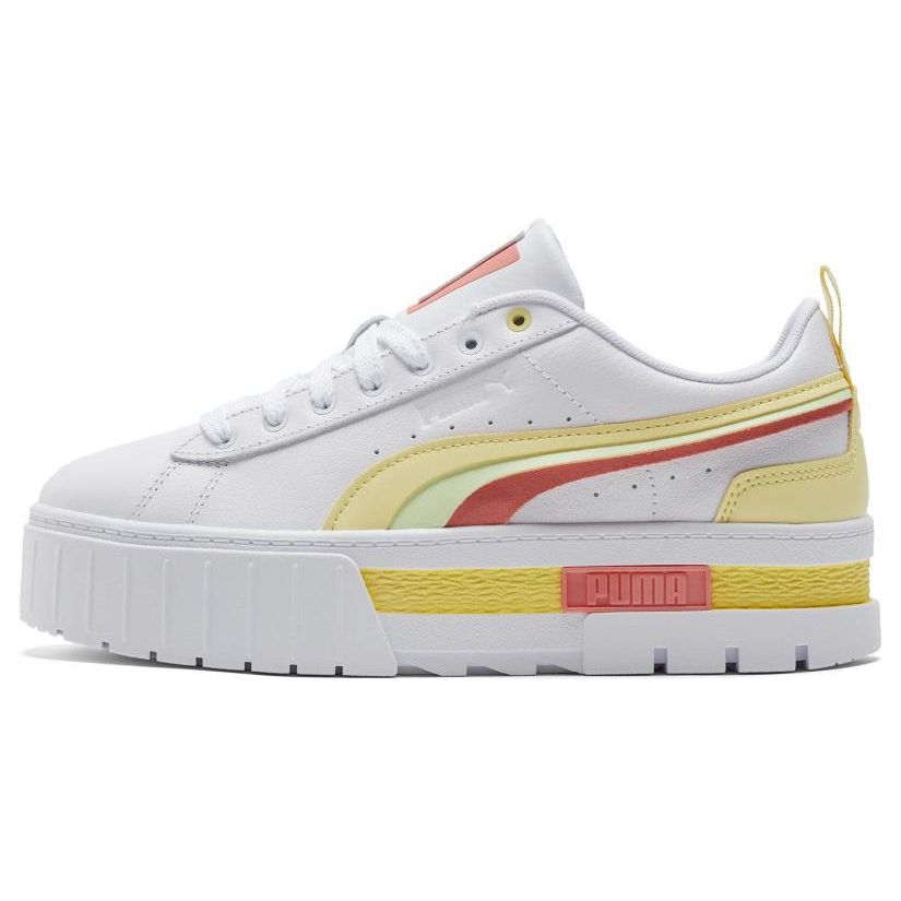Puma Mayze Fs Interest Comfortable Thick Sole Low Top Sneakers Women sneakers White Yellow 387474-03