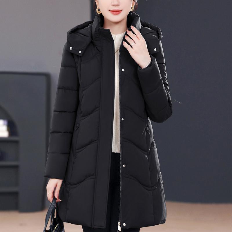 Middle Age Winter Long Coat Female Plus Size Parkas Hooded Elegant Thick Warm Woman Jackets