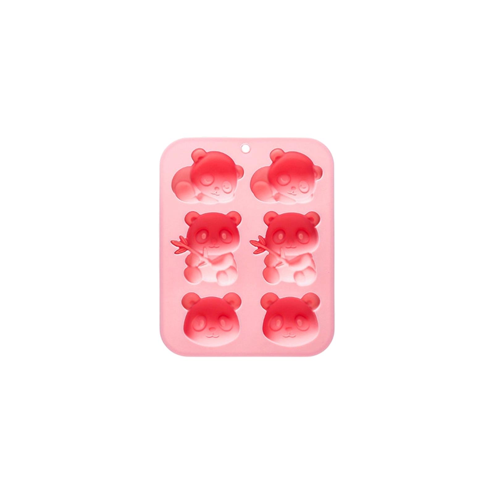 

Food Grade Silicone Panda Mold 6 Cavity Ice Cube Tray Chocolate Jelly Cake Mold Flexible Non Stick Baking Mold for Kitchen Use One Size рожевий