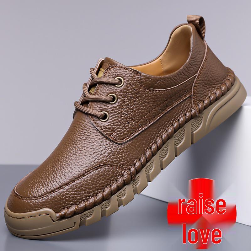 Men's Genuine Leather British Style Casual Loafers - Soft Sole, Slip-on, Black