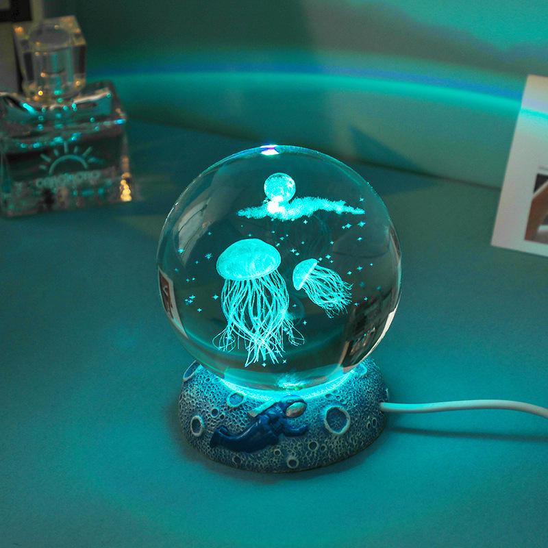 3D Crystal Ball Night Light - Creative Luminous Desktop Ornament, Perfect Gift for Boys, Students' Birthdays