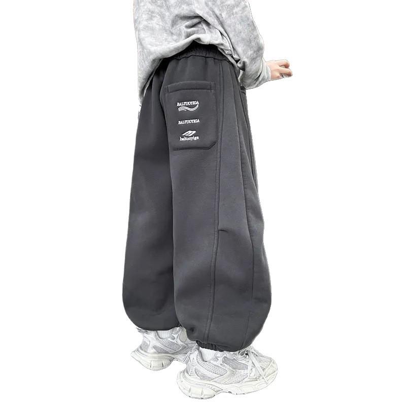 Pantalon de survêtement en velours tendance à jambes larges pour garçons: Style de rue Automne/Hiver 2025 pour les grands enfants