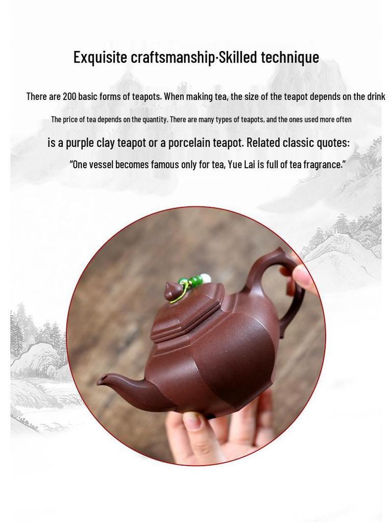 Handmade Yixing Zisha Six-Sided Teapot Set for Brewing Tea