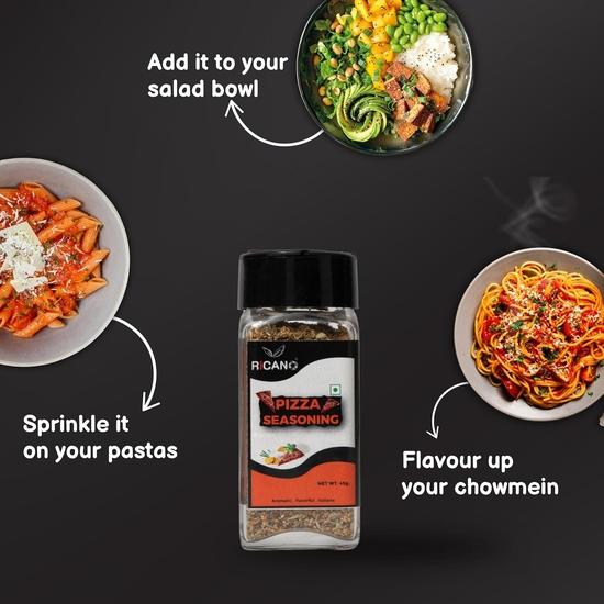 Ricano Garlic Powder 45g, Pizza Mix 45g & Peri Peri 50g Combo (3-Pack) | Spice Set  | Ideal for Grilling, Seasoning, Cooking & Toppings