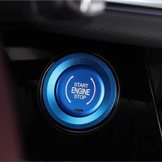 For Chevy Silverado -2026 Blue Aluminum Interior Start Stop Button Cover