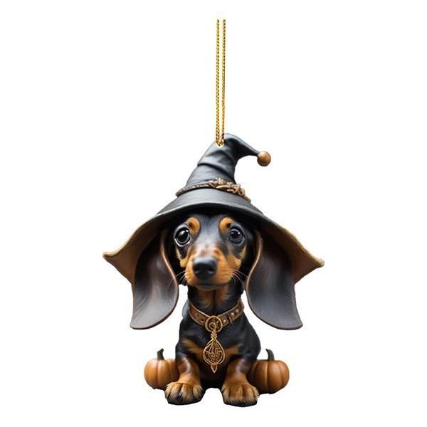 Adorable Pumpkin Sausage Dog Car Hanging Decor For Charming Vehicle Interior