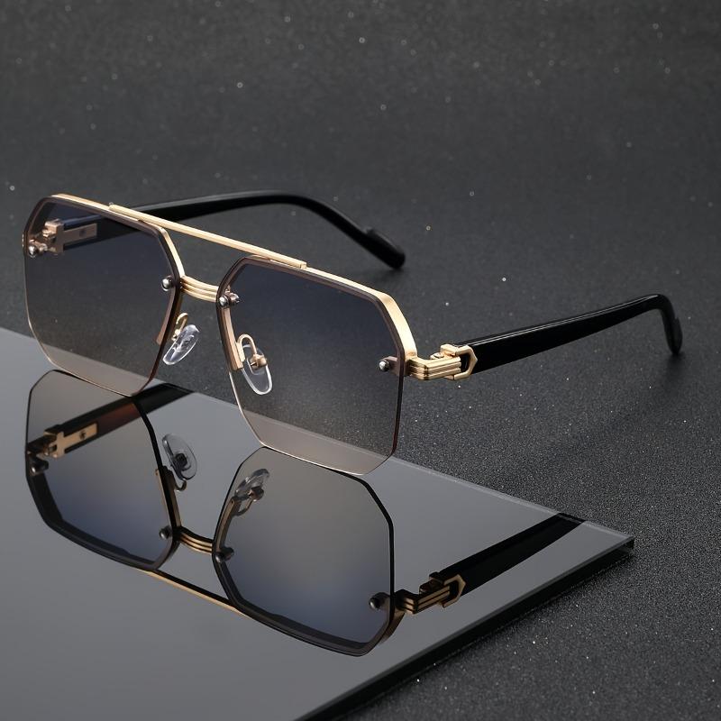 A Pair of Men'S Metal And Various Occasions.Double-Bridge Vintage Business Classic Elegant Casual Fashion Glasses Suitable