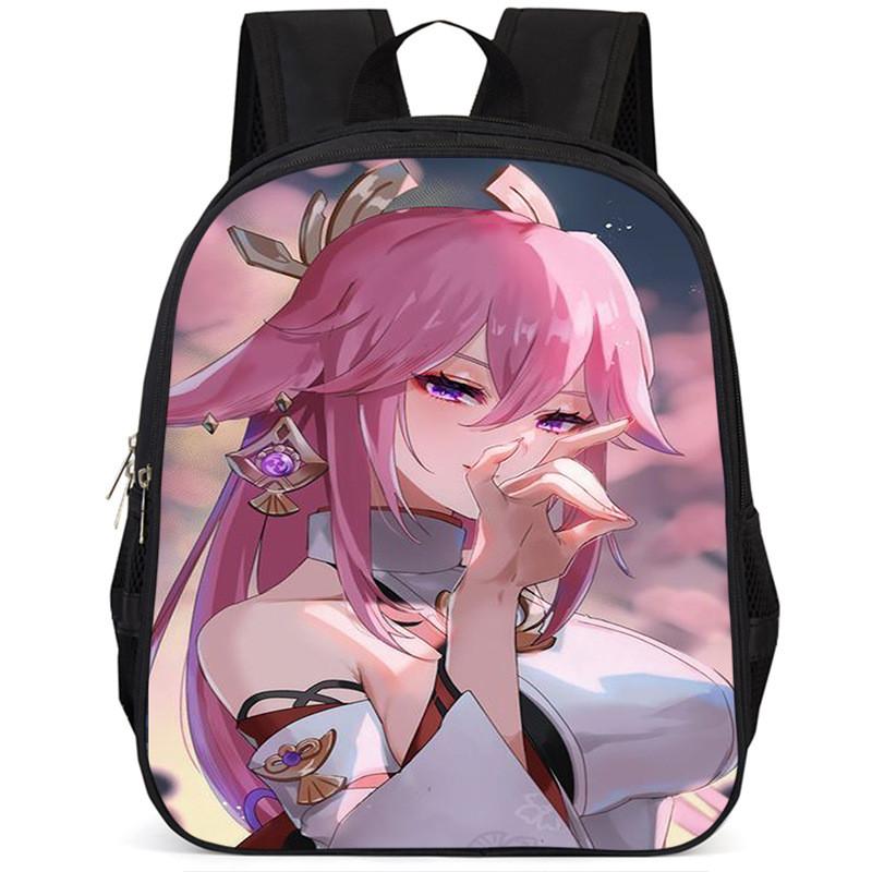 Genshin Impact 15 Inch Large Capacity Lightweight Oxford School Backpack For Kids