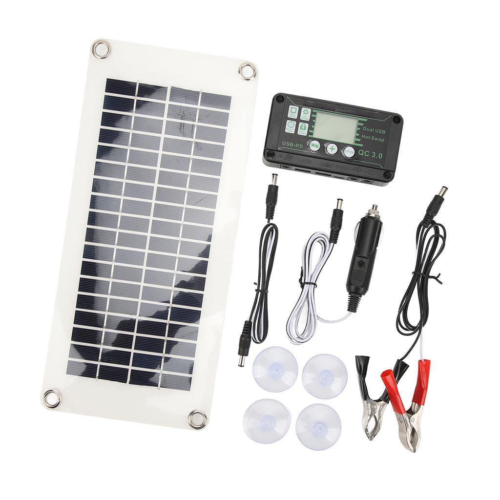 RV Solar Panel Kit 30W Polysilicon PET Battery Charger Panel with 50A Charge Voltage Controller for