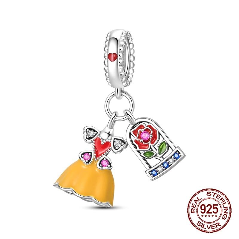 Медные Розы Гала Вечерние Платья Подвески Тематические Бальные Платья Шармы Подходят для Оригинальных Браслетов-Шармов Женские Украшения Сделай Сам Подарки