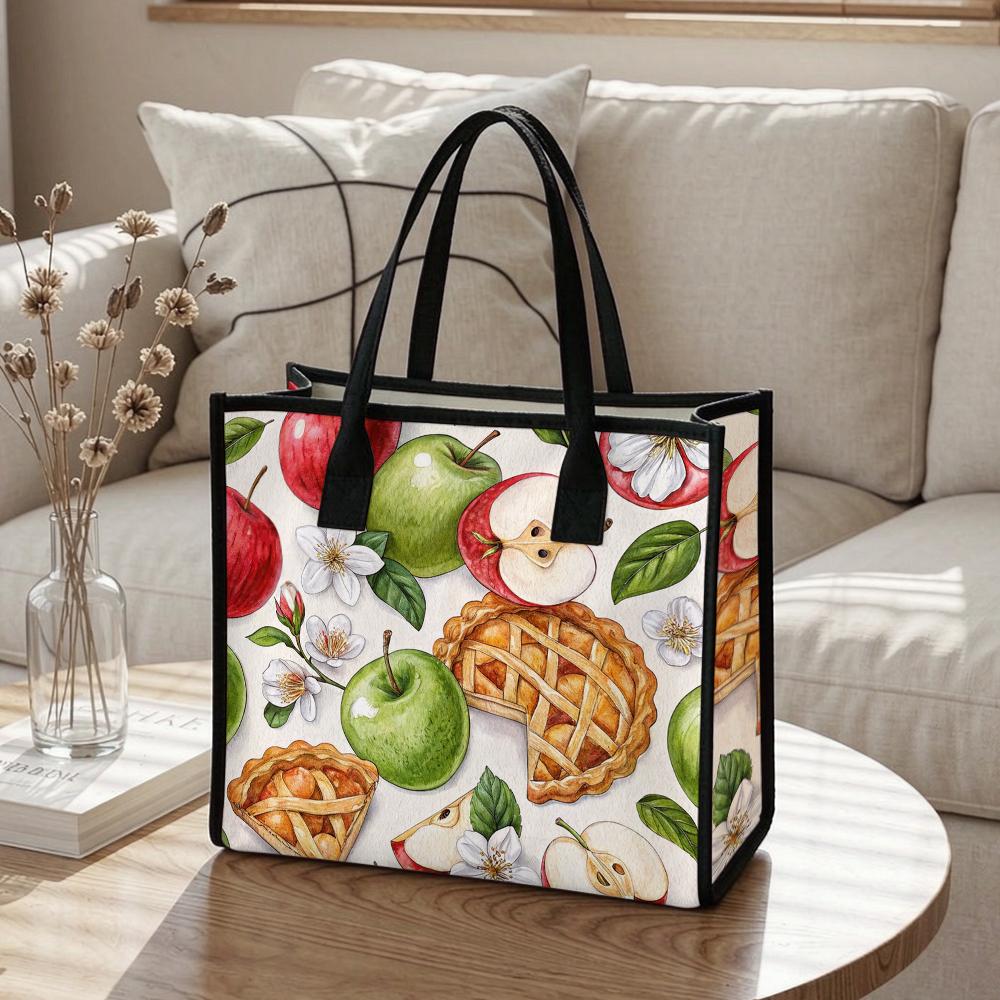 Fruit Pie Print Tote Bag Casual Large Capacity Outdoor Daily Carry Handbag