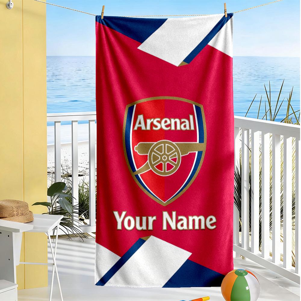 Arsenal F.c. Customize Your Name Beach Towel Super Soft & Absorbent Perfect for Traveling Yoga Camping and Swimming