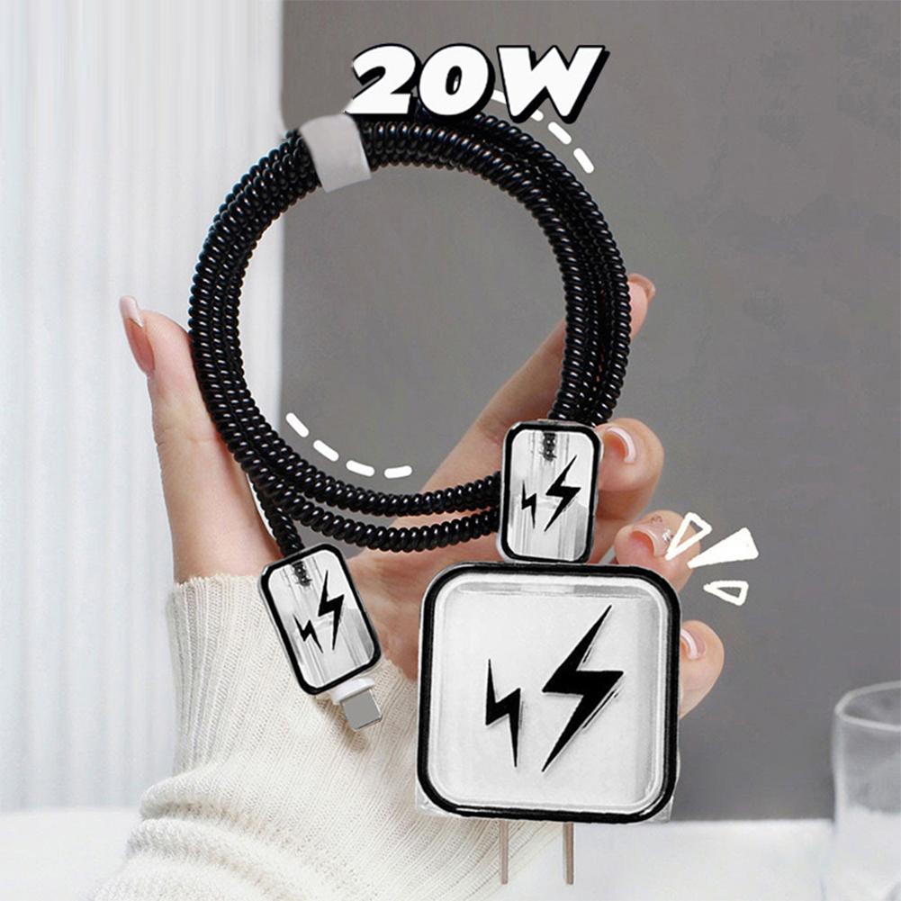 

Креативный чехол с милым рисунком для iPhone 15 14 13 Pro Max, защита для зарядного устройства 18/20 Вт, органайзер для шнура, чехол с простым линейным рисунком C