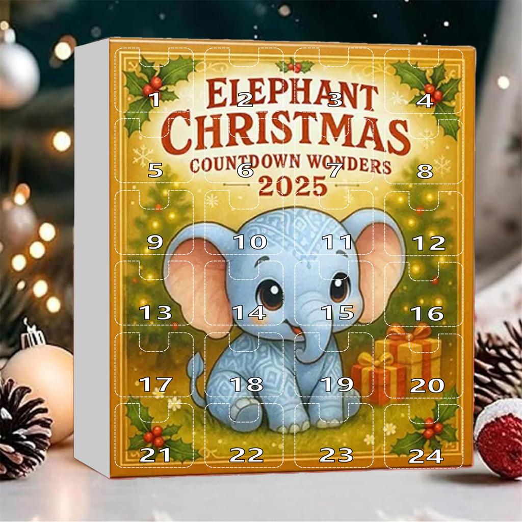 Elefant Weihnachts-Countdown, 2D Flache Acryl-Ornamente, Weihnachtsbaum-Anhänger, Geeignet für Weihnachtsdekoration