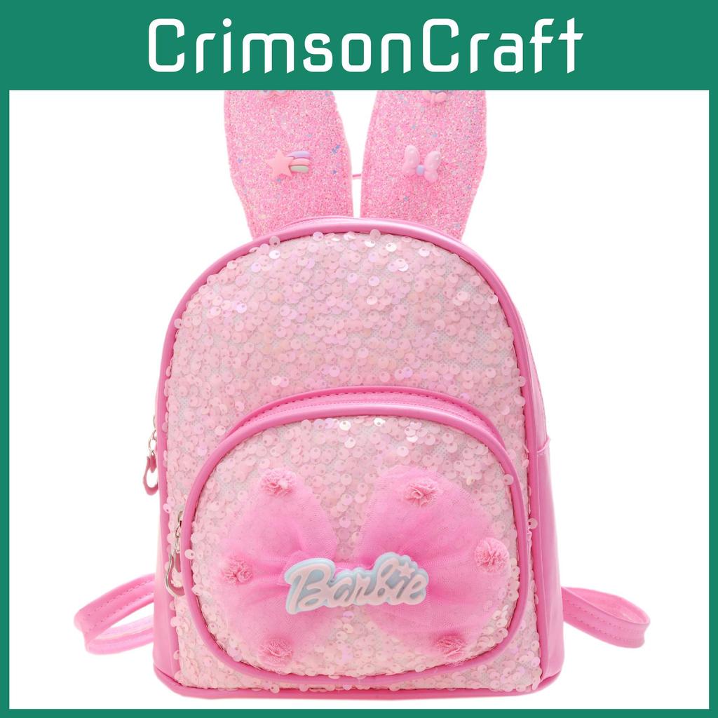 Letter Ear Rabbit Bow Sequin Childrens Backpack Zipper Design Layered Storage