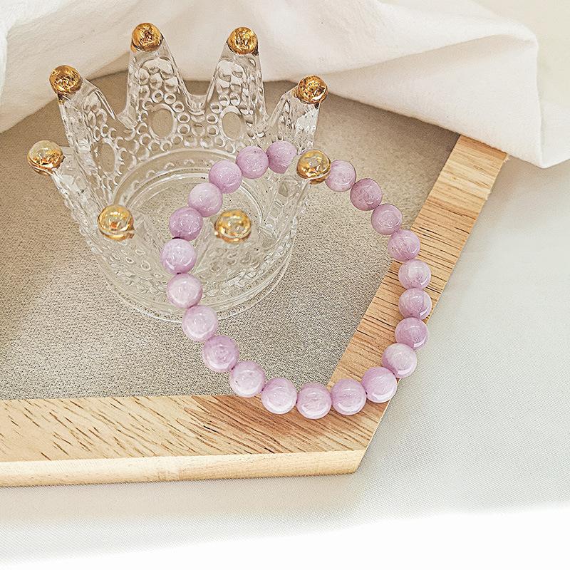 Natural Crystal Purple Lithium Hui Bracelet Women'S Jewelry Purple Beads Beaded Plain Ring Handmade Diy Bracelet