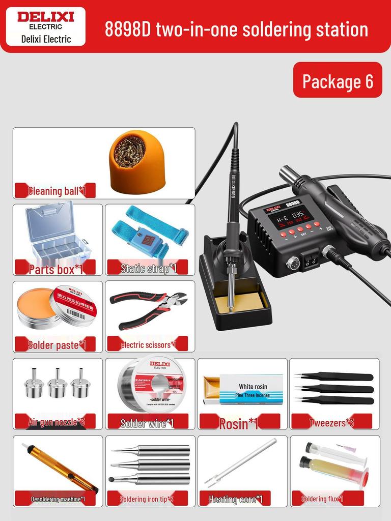 Delixi 306D High-Frequency Adjustable Temperature Soldering Station and Iron.