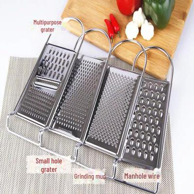 Stainless Steel Multi-Purpose Grater with Large & Small Holes, Plastic Handle — Ideal for Carrots, Melons, Fruits, and More.