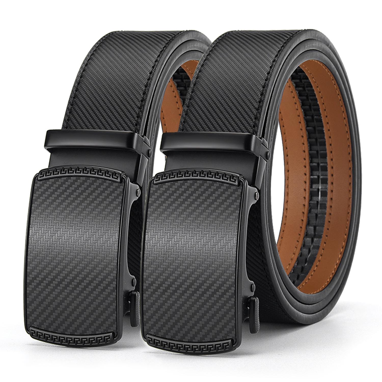 

Men s Two-Layer Cowhide Leather Belt with Automatic Buckle and Optional Embossing 120cm
