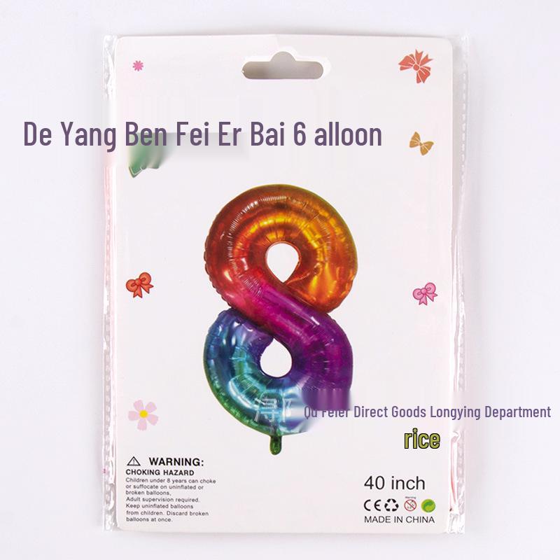 40-inch US Rainbow Gradient Number Foil Balloon for Birthdays - Candy Color Party Decoration