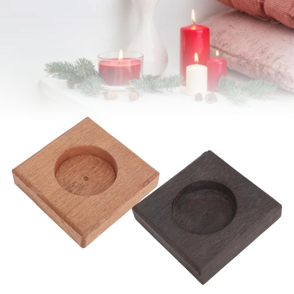 Wood Candle Holder Vintage Handmade Handheld Wooden Candlestick for Home Wedding Holiday Table Decor