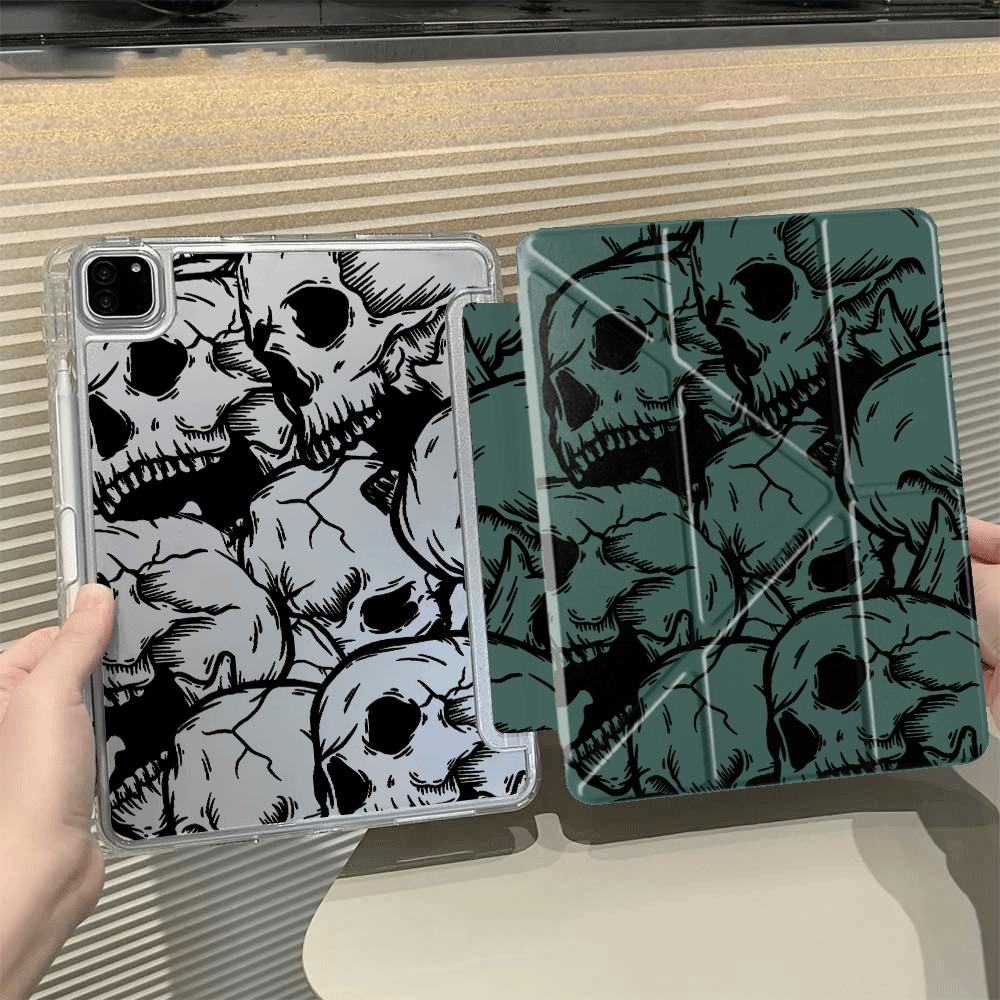 Creative Skull Y-Fold Holder Cover Tablet Case For iPad Mini 6 7 Air 4 5 M3 M2 1 2 M4 11inch Pro 2025 Pro 11th 10th 9th 8th 7th