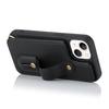 Card Holder Shell for iPhone 15,Kickstand Case PU Leather Coated TPU Phone Cover with Shoulder Strap