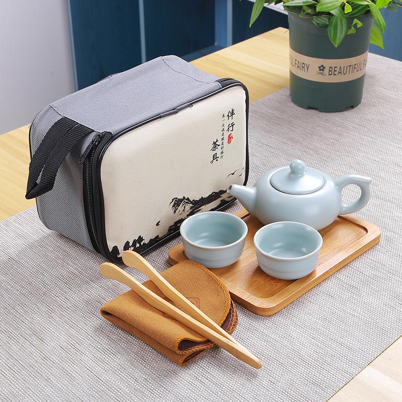 Travel Tea Set, Portable Bag, Kuaike Teacup, Outdoor, Gifts Will Sell Ceramic Kung Fu, One Pot and Four Cups.