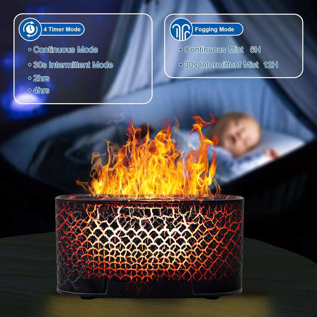 Colorful Fire Diffuser Humidifier 7 Fire Colors Essential Oil Diffuser USB Humidifier with Auto Off for Bedroom Office