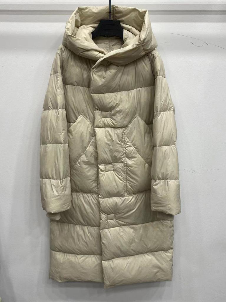 Autumn and winter new Jiangnan series high-end popular wizard hat white duck down jacket women's long coat tide