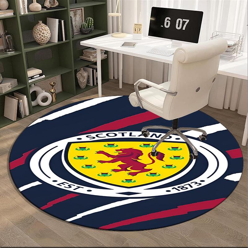 Scotland's Lion Rampant Emblem Round Rug for Livingroom,Bedroom, Palyroom, Chair Rug, Area Rug, Circle Carpet, Fan Christmas Gift