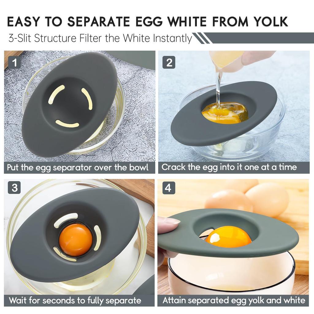 Silicone Egg Separators, Food-Silicone Egg White Separator, 3-Slit Egg White Separator From Yolk For Baking, Must-Have Egg Separator Tool