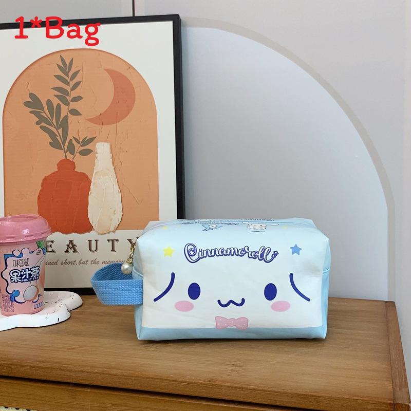 Cinnamoroll Kuromi Melody Print Nylon Travel Makeup Bag With Breathable Design For Unisex Use