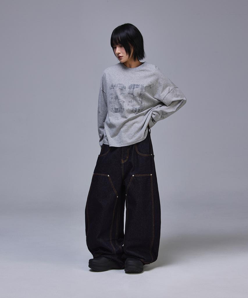 SCALLYWAG Double Knee Baggy Carpenter Raw Denim [Indigo]
