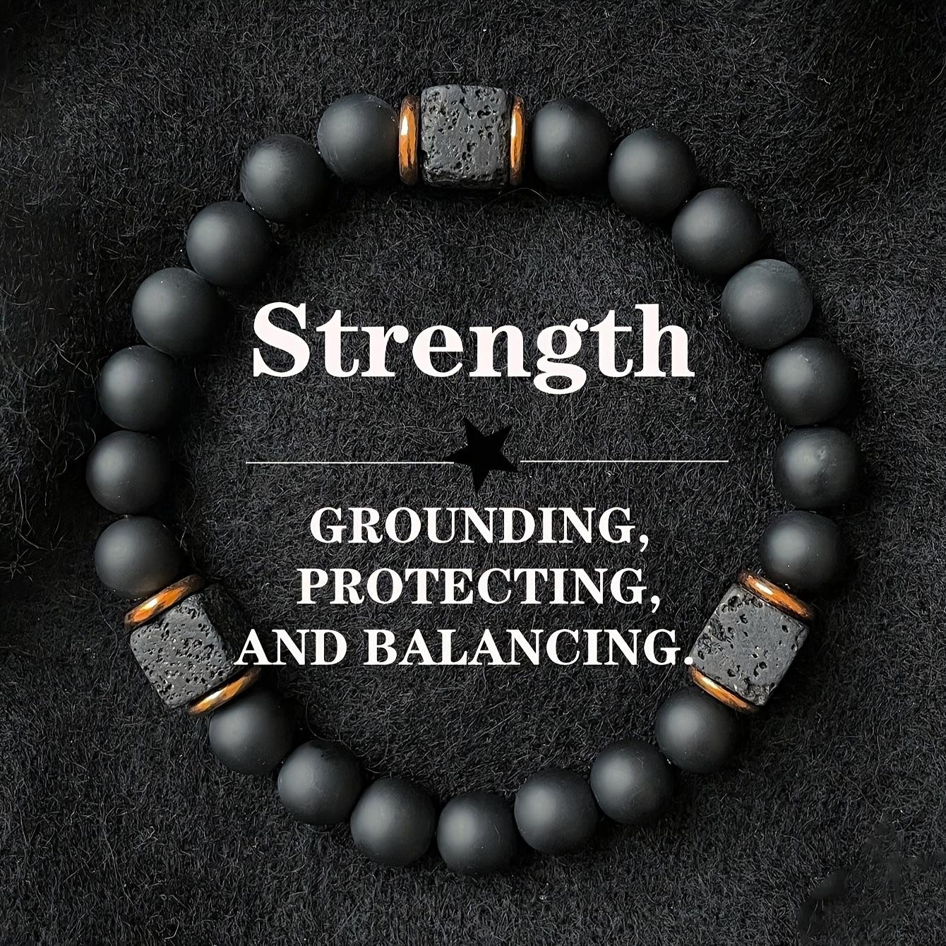 

Men s volcanic stone bracelet, block black agate, fashionable jewelry, suitable for modern gentlemen