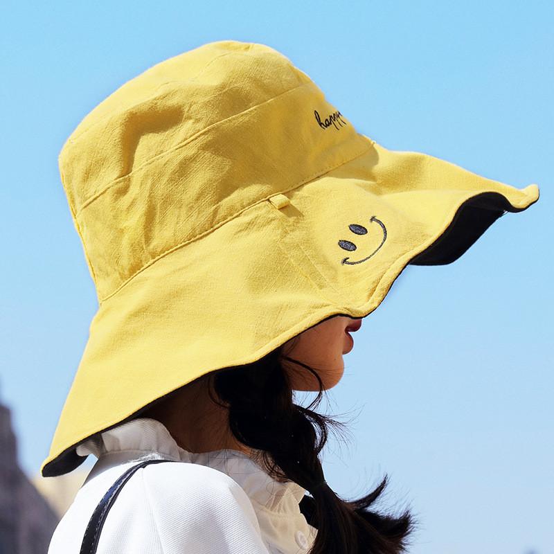 Summer Wide Brim Fisherman Hat For Women With Sun Protection And Doublesided Embroidery