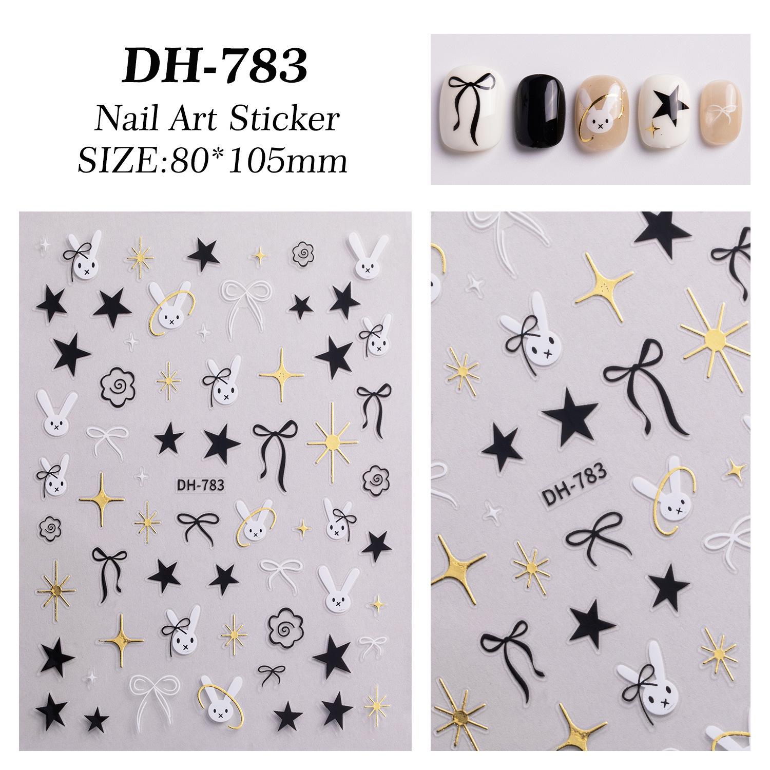 3D Cute Cartoon Nail Stickers: Cherry Bow, Cat, Star Graffiti Designs