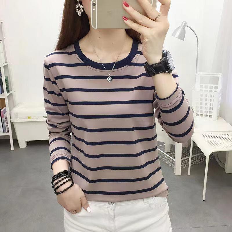 2024 Spring/Autumn Women's Striped Long Sleeve Loose Fit Korean Style Top