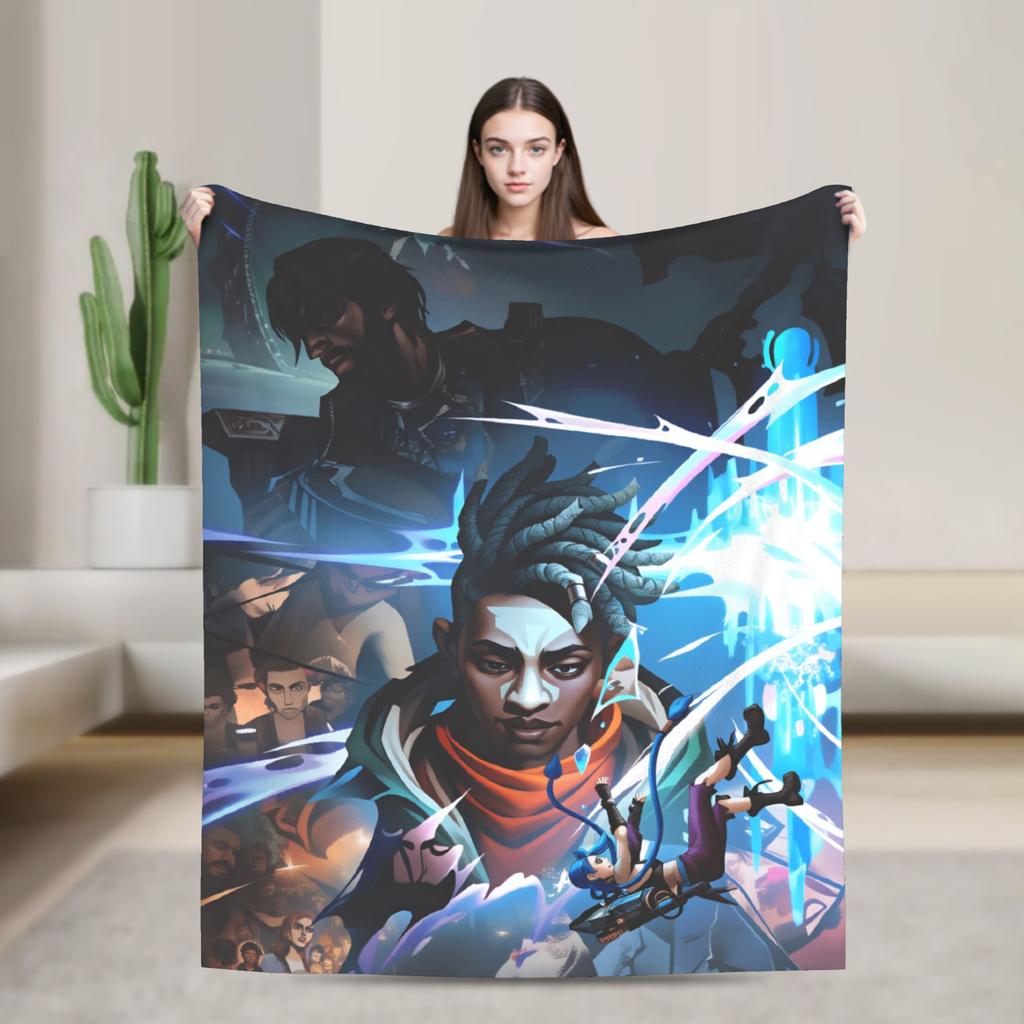 Arcane Soft Blanket Viktor Game Anime Jinx Jayce Caitlyn Jesus Sevika  Camping Plush Throw Blanket Home Decor Sofa Bed Cover