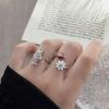 French Light Luxury Sweet Cool Wind Full Of Diamonds Open Ring Female Bead High Sense Fashion Hong Kong Style Niche Stacking Wearing Index Finger Ring