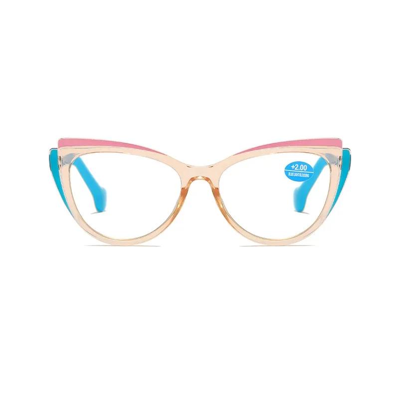 Trend Luxury Far Sight Goggle Cat Eye Frame Blue Light Blocking Reading Eyewear Ultra Light High Definition Presbyopia Glasses