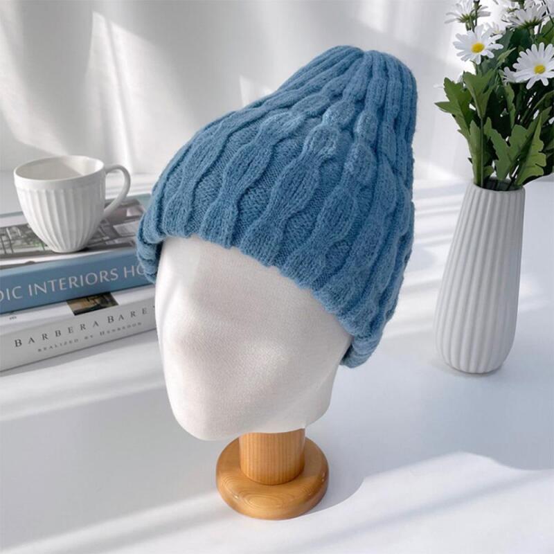 

Women s Embossed Thick Couple Wool Knit Hat C6492_Blue