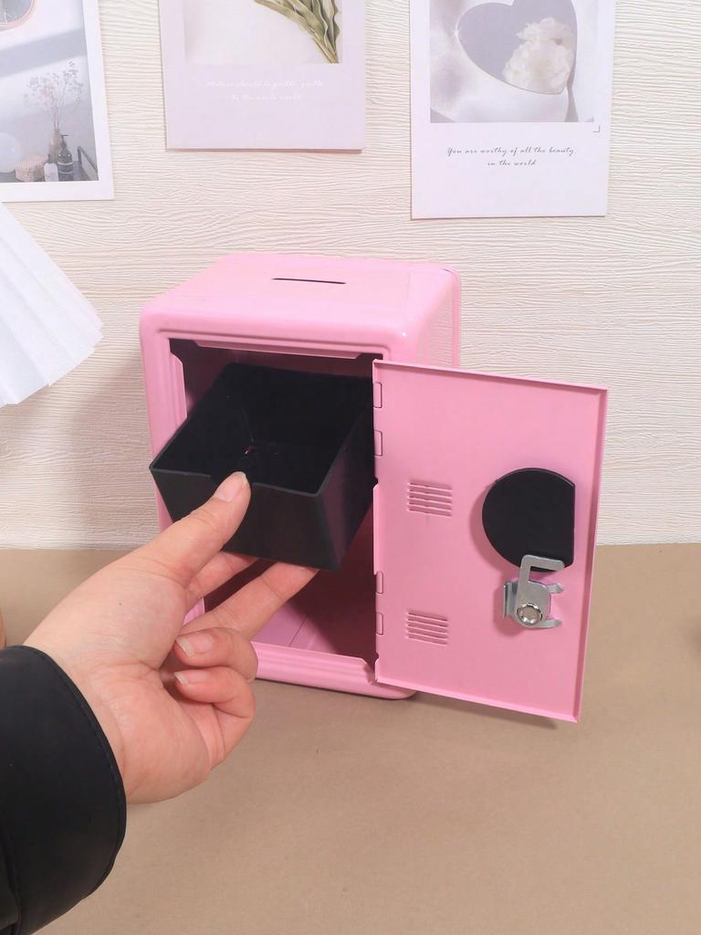 Locking Piggy Bank - Dual Combo & Key Lock Mini Safe, Personal Small Storage Box For Coins, Cash, Jewelry Collection